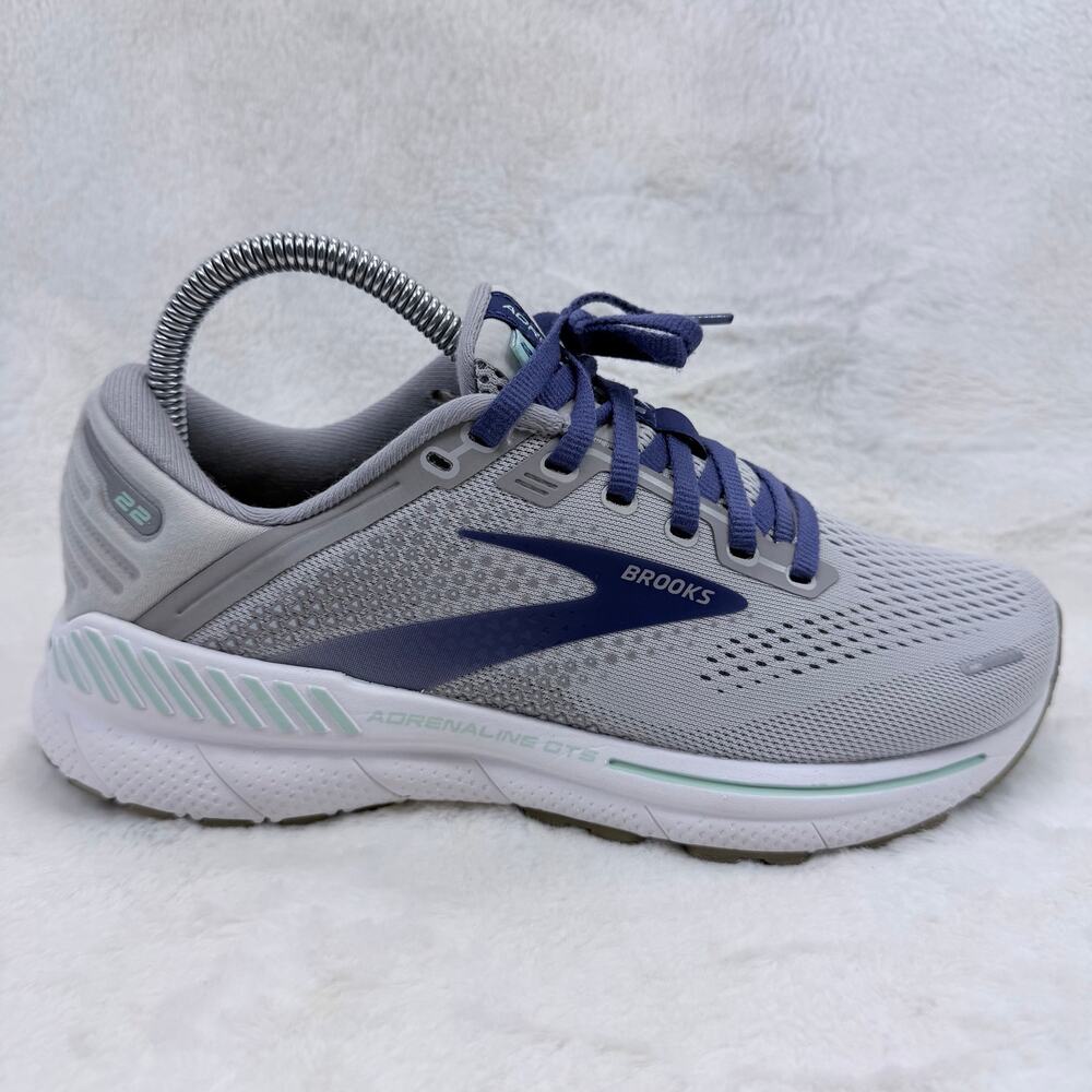 Brooks Adrenaline GTS 22 Womens Running Shoes Alloy Blue Green Size 7 Wide Shoe